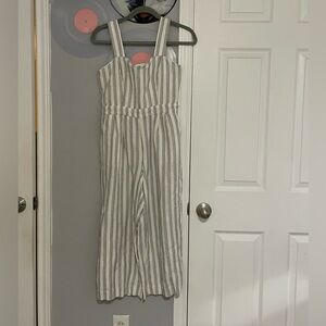 Ann Taylor women’s Striped Jumpsuit in Black and White